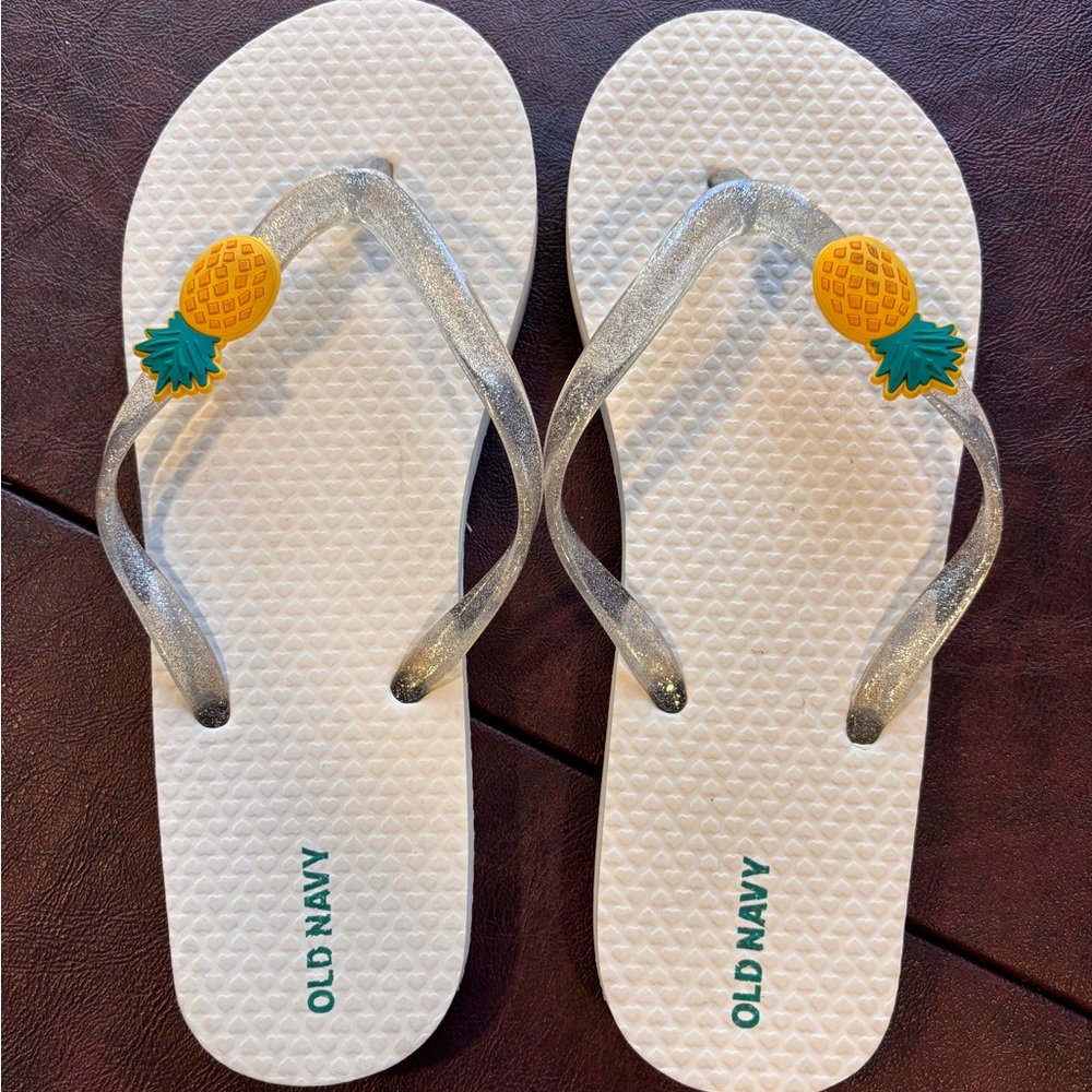 Old Navy Pineapple White Flip Flops